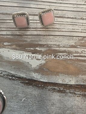 Pink Conch Square Stud Earrings - Native Pink